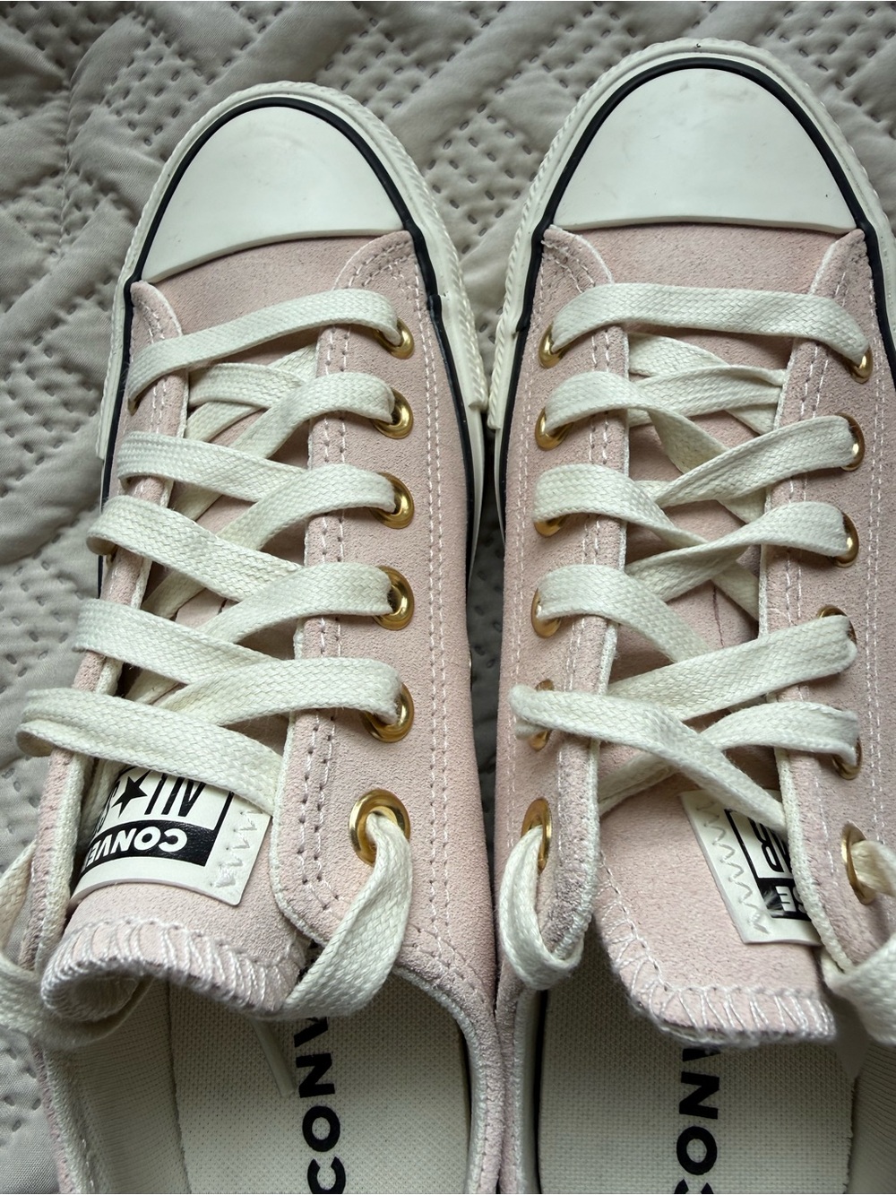 Converse Women's Low Top Canvas Sneakers - Light Pink Leather/Suede - Picture 3 of 7